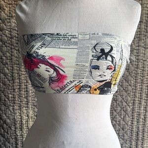 Better Be Graphic Print Crop Top - Black, Pink, White